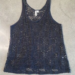 Frenchi Black Lace Overlay Camisole Tank